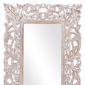 Indyjskie lustro antyczne z drewna mango – ręcznie wykonane dzieło sztuki