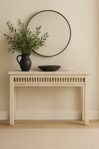 Distressed Console with Olive Decor.png