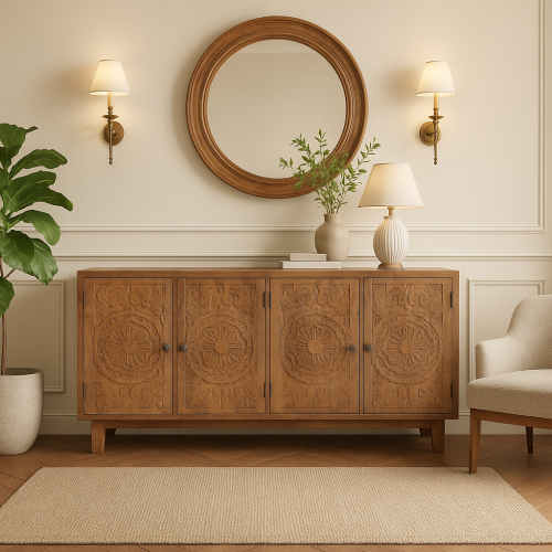 Elegant Living Room with Carved Sideboard.png