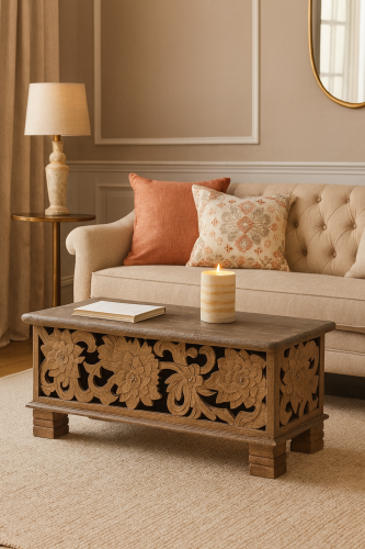 Cozy Living Room with Carved Bench.png