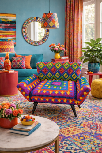 Vibrant living room with bold patterns.png