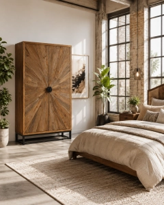 Ekskluzywna szafa Sun Rays z drewna mango – Loft