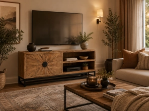 Ekskluzywna Television Sun Rays z drewna mango w LOFT