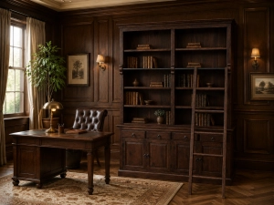Elegancka biblioteka z palisandru – ponadczasowy styl i luksus