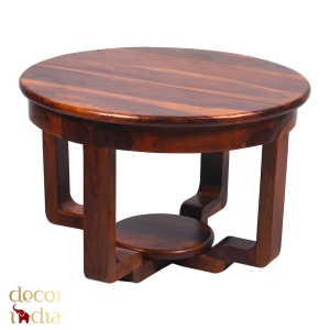 Indyjski drewiany stolik okrągły 70