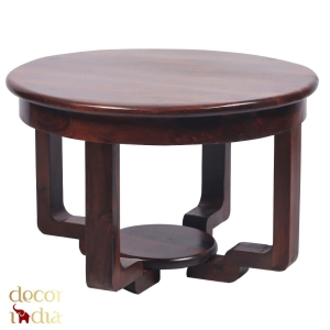 Indyjski drewiany stolik okrągły 70 DARK