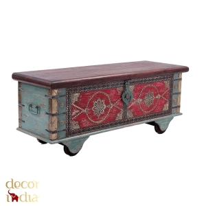 Skrzynia indyjska boho kolorowa rzeźbiona