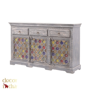 Meble BOHO duża drewniana komoda indyjska rzeźbiona