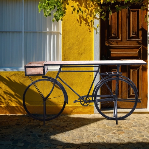 Indyjska drewniana konsola loftowa czarna