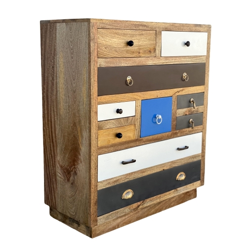 Indyjska kolorowa drewniana komoda z szufladami