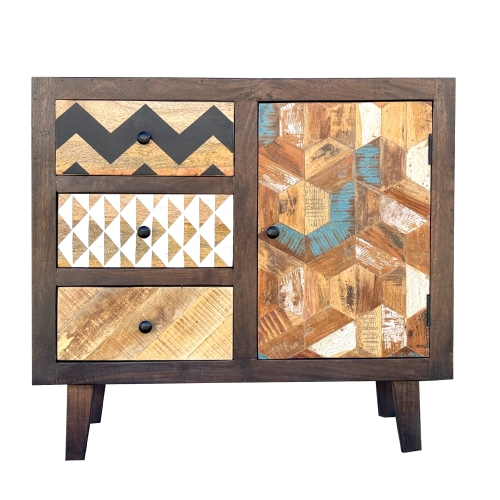 Kolorowa drewniana komoda indyjska loft